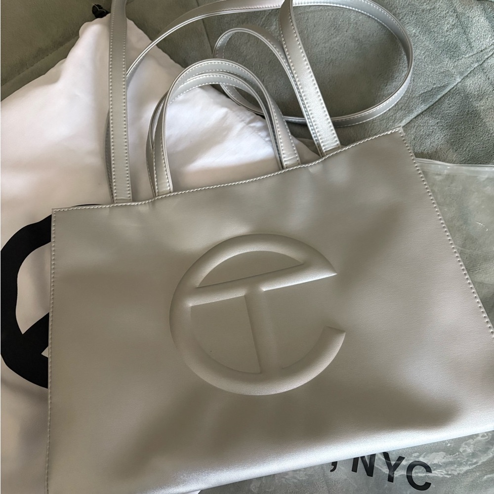 Telfar silver medium shopper